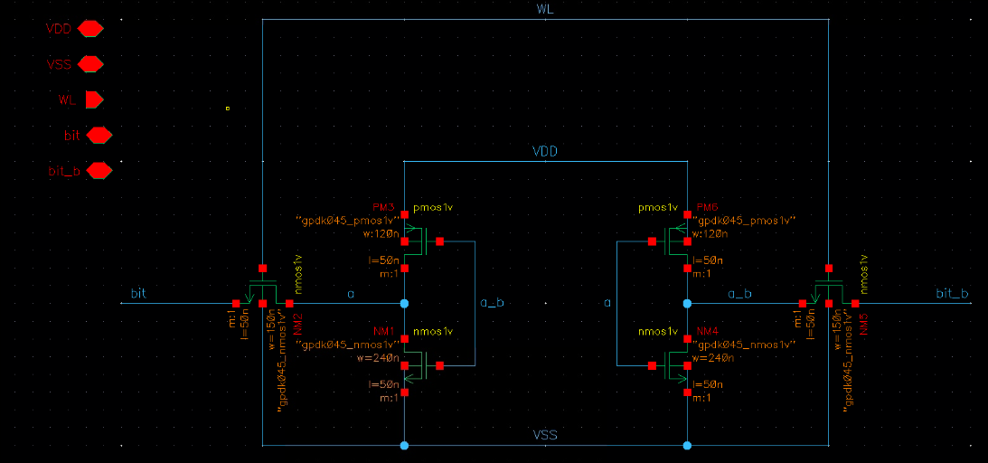 6T SRAM Cell Schematic